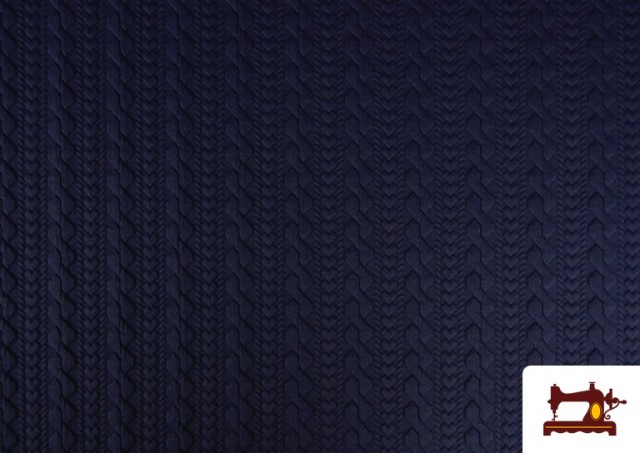 Tela de Punto para Jersey Tricot Trenza color Azul Marino