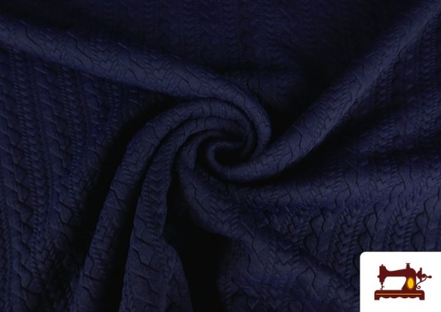 Venta de Tela de Punto para Jersey Tricot Trenza color Azul Marino
