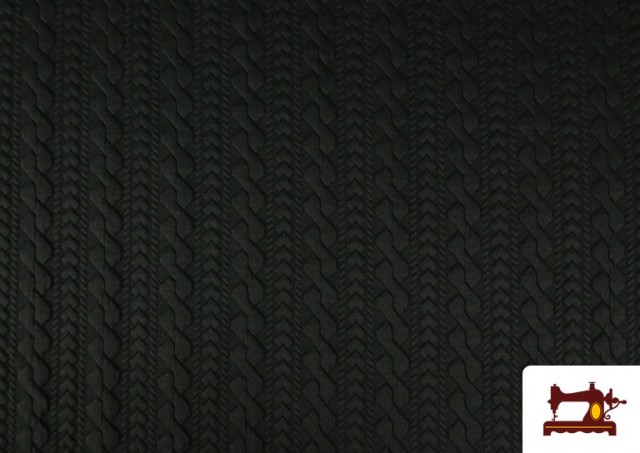 Venta online de Tela de Punto para Jersey Tricot Trenza color Negro