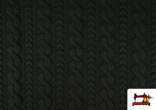 Tela de Punto para Jersey Tricot Trenza color Negro
