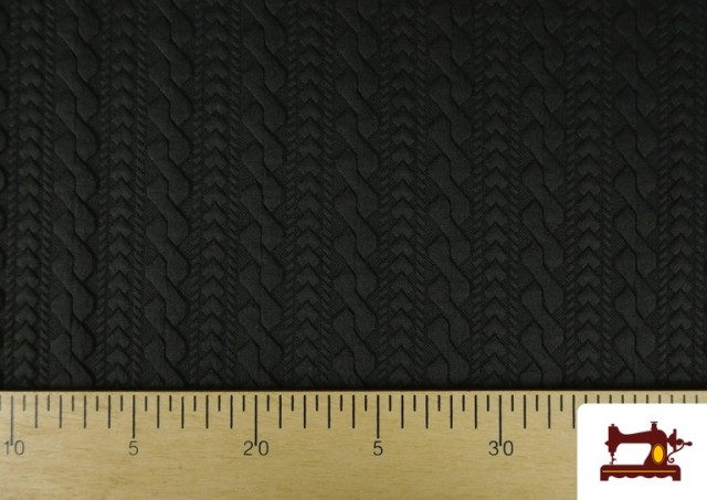 Tela de Punto para Jersey Tricot Trenza color Negro