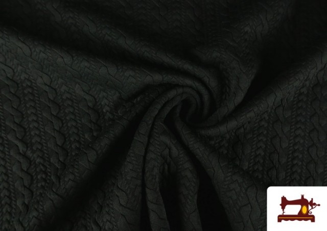 Tela de Punto para Jersey Tricot Trenza color Negro