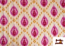 Tela de Muselina de Algodón Acolchada Reversible Étnico Rosa Floral