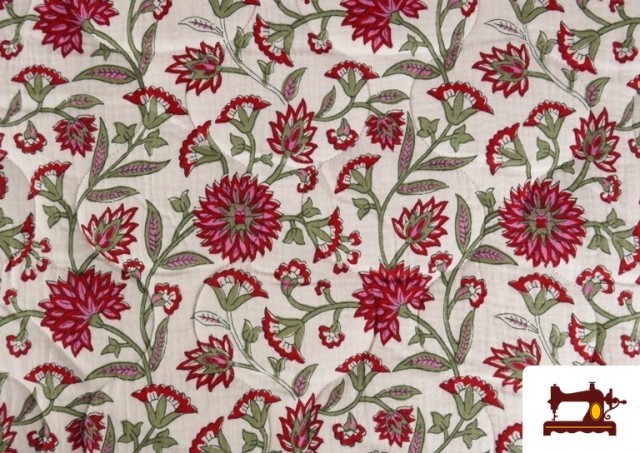 Comprar Tela de Muselina de Algodón Acolchada Reversible Floral