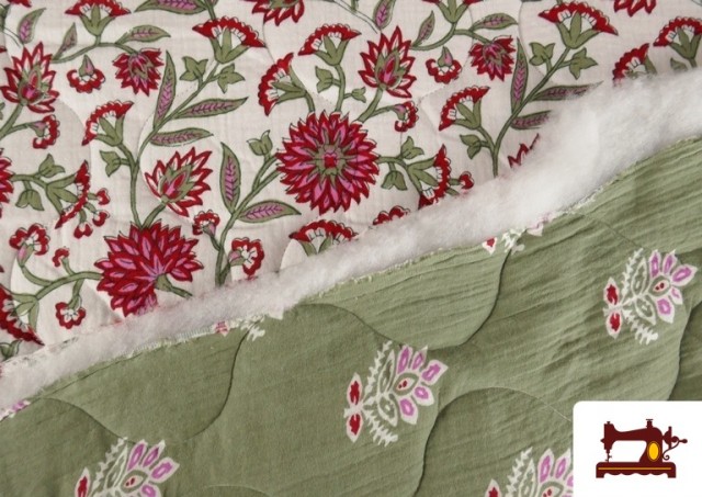 Venta de Tela de Muselina de Algodón Acolchada Reversible Floral
