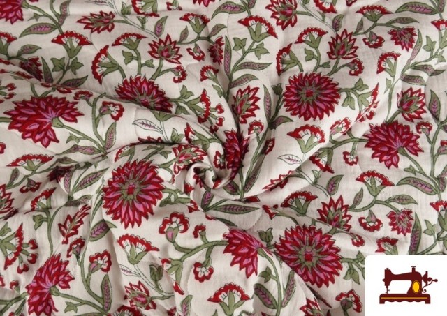 Venta online de Tela de Muselina de Algodón Acolchada Reversible Floral