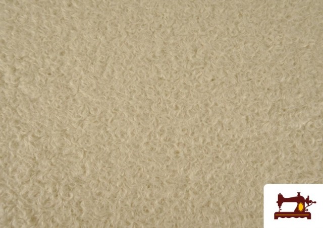 Tela Para Abrigo Baguilla Curly Rizado de Colores color Beige