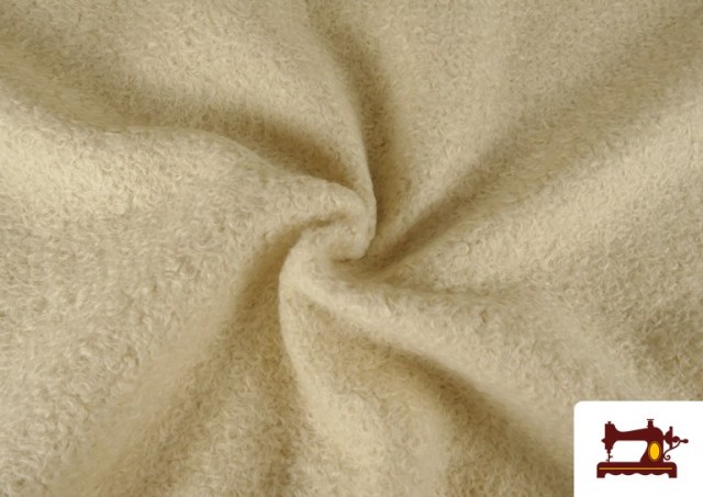 Tela Para Abrigo Baguilla Curly Rizado de Colores color Beige