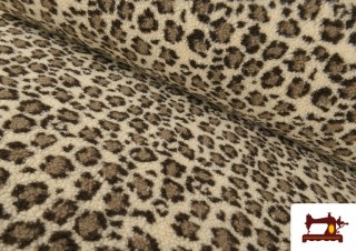 Comprar Tela de Borreguito Bouclé Estampado Leopardo color Marrón