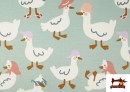Venta de Tela de Sudadera French Terry Estampado Patitos Divertidos