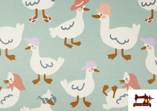 Venta de Tela de Sudadera French Terry Estampado Patitos Divertidos