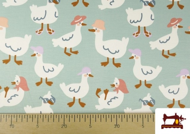 Comprar online Tela de Sudadera French Terry Estampado Patitos Divertidos