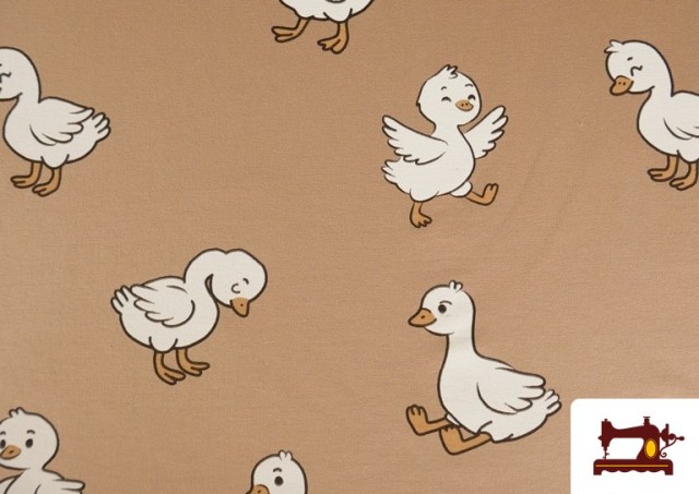 Venta de Tela de Sudadera French Terry Estampado Patitos Infantil