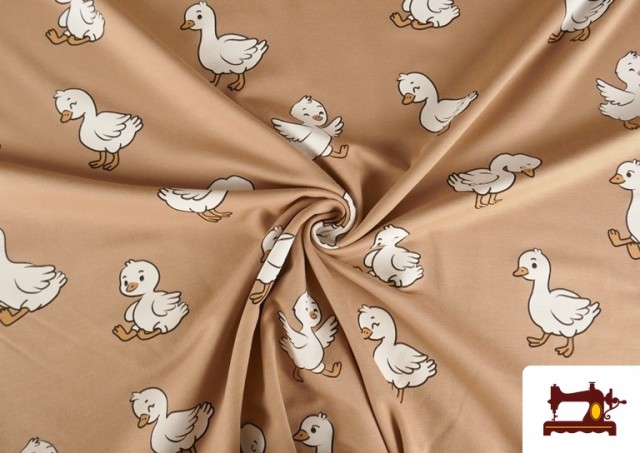 Venta online de Tela de Sudadera French Terry Estampado Patitos Infantil