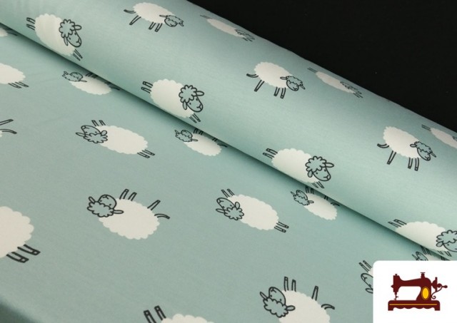 Tela de Sudadera French Terry Estampado Ovejas Divertidas para Pijama