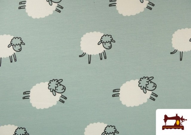 Venta de Tela de Sudadera French Terry Estampado Ovejas Divertidas para Pijama
