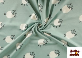 Venta online de Tela de Sudadera French Terry Estampado Ovejas Divertidas para Pijama
