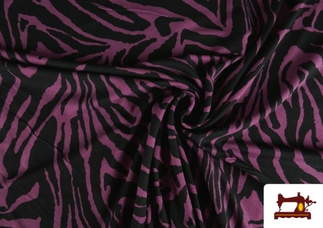 Venta online de Tela de Punto de Viscosa Cebra de Colores color Morado