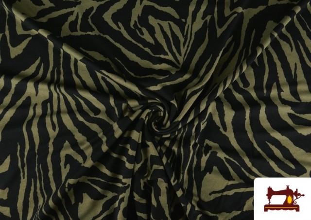 Venta de Tela de Punto de Viscosa Cebra de Colores color Caqui