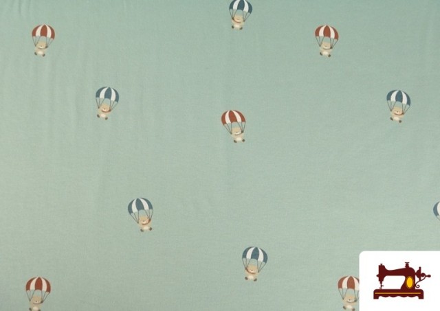 Venta de Tela de Punto de Camiseta Estampado Ositos con Paracaídas Infantil