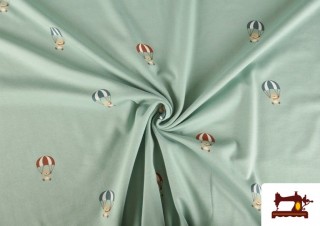 Venta online de Tela de Punto de Camiseta Estampado Ositos con Paracaídas Infantil