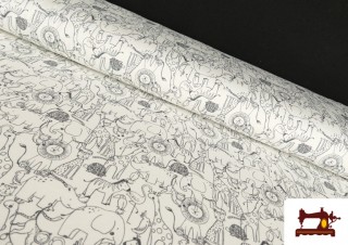 Punto de Camiseta Estampado Animales de la Selva Infantil Blanco y Negro