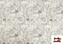 Comprar Punto de Camiseta Estampado Animales de la Selva Infantil Blanco y Negro
