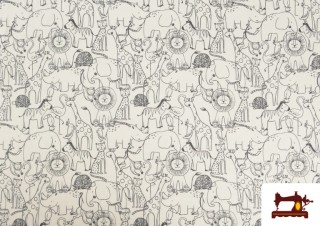 Comprar Punto de Camiseta Estampado Animales de la Selva Infantil Blanco y Negro