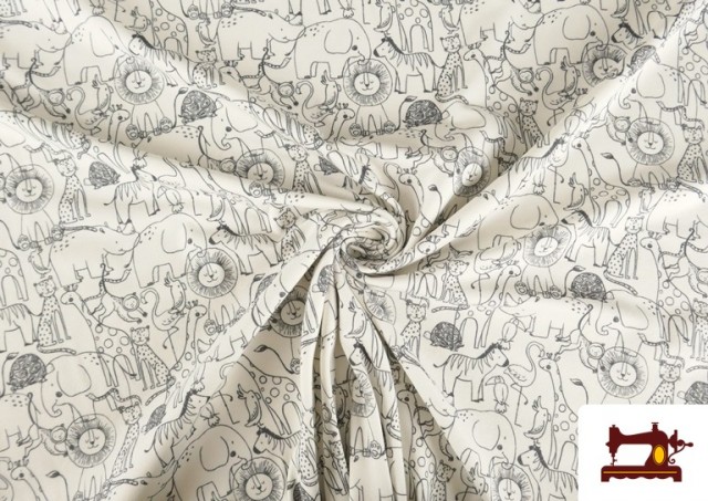 Comprar online Punto de Camiseta Estampado Animales de la Selva Infantil Blanco y Negro