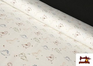 Tela de Punto de Camiseta de Dinosaurios de Colores