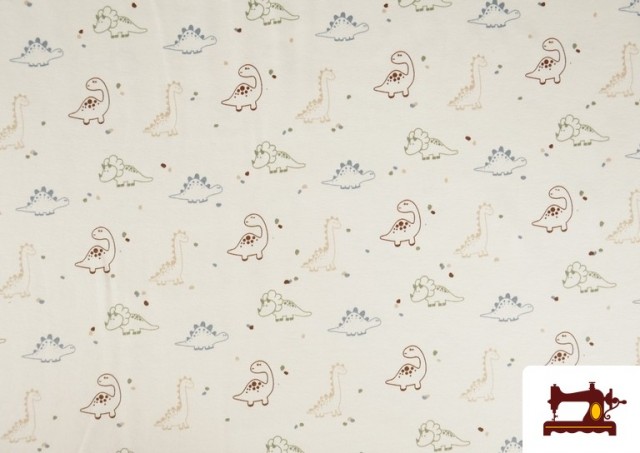 Comprar Tela de Punto de Camiseta de Dinosaurios de Colores