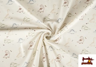 Venta online de Tela de Punto de Camiseta de Dinosaurios de Colores