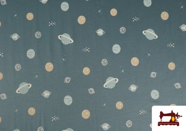 Comprar Tela de Punto de Camiseta con Estampado de Planetas Infantil