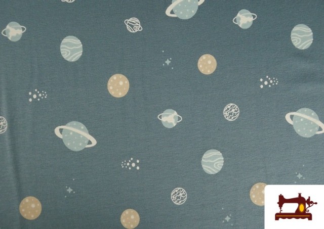 Venta de Tela de Punto de Camiseta con Estampado de Planetas Infantil