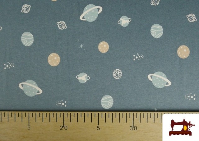 Comprar online Tela de Punto de Camiseta con Estampado de Planetas Infantil