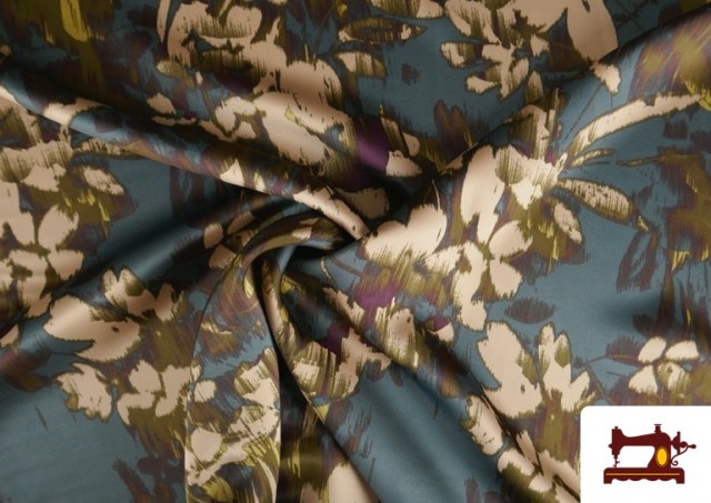 Venta online de Tela Crep Saten Estampada Floral Elegante