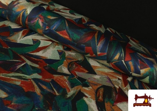 Tela de Punto Roma Estampado Abstracto Cubista