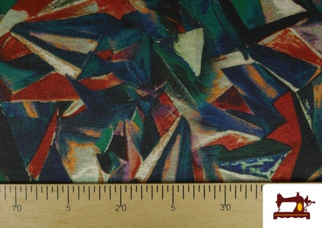 Comprar online Tela de Punto Roma Estampado Abstracto Cubista