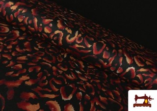 Venta online de Tela de Punto Roma Leopardo Difuminado color Rojo