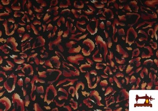 Tela de Punto Roma Leopardo Difuminado color Rojo
