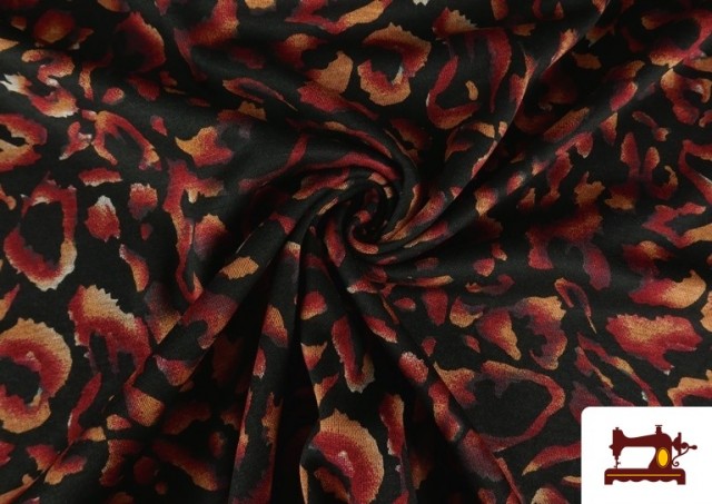 Venta de Tela de Punto Roma Leopardo Difuminado color Rojo