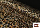 Tela de Punto Roma Estampado Pinceladas Animal Print color Mostaza