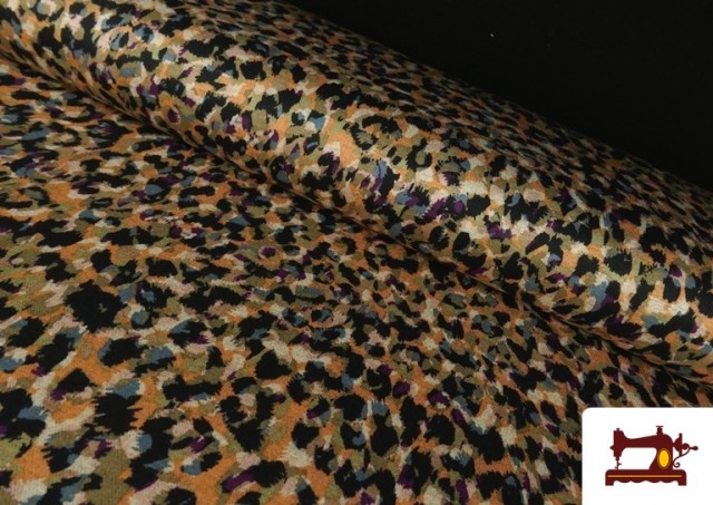 Tela de Punto Roma Estampado Pinceladas Animal Print color Mostaza