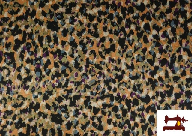 Comprar Tela de Punto Roma Estampado Pinceladas Animal Print color Mostaza