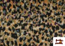 Venta de Tela de Punto Roma Estampado Pinceladas Animal Print color Mostaza