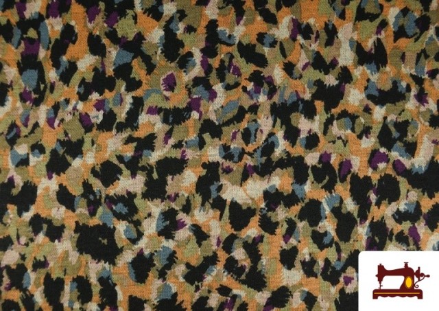 Venta de Tela de Punto Roma Estampado Pinceladas Animal Print color Mostaza