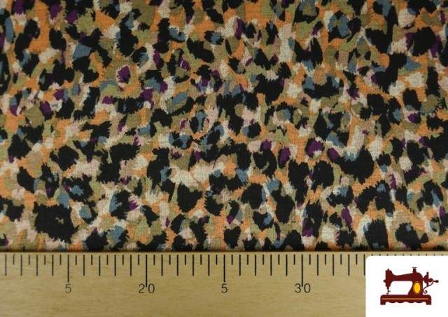 Comprar online Tela de Punto Roma Estampado Pinceladas Animal Print color Mostaza