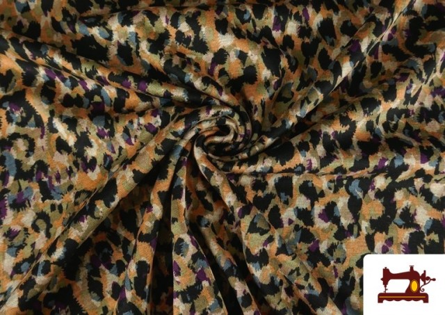Venta online de Tela de Punto Roma Estampado Pinceladas Animal Print color Mostaza