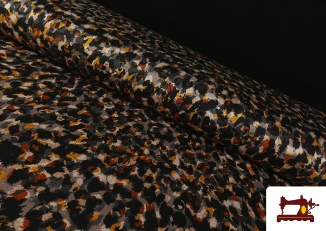 Tela de Punto Roma Estampado Pinceladas Animal Print color Negro
