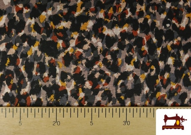 Venta de Tela de Punto Roma Estampado Pinceladas Animal Print color Negro